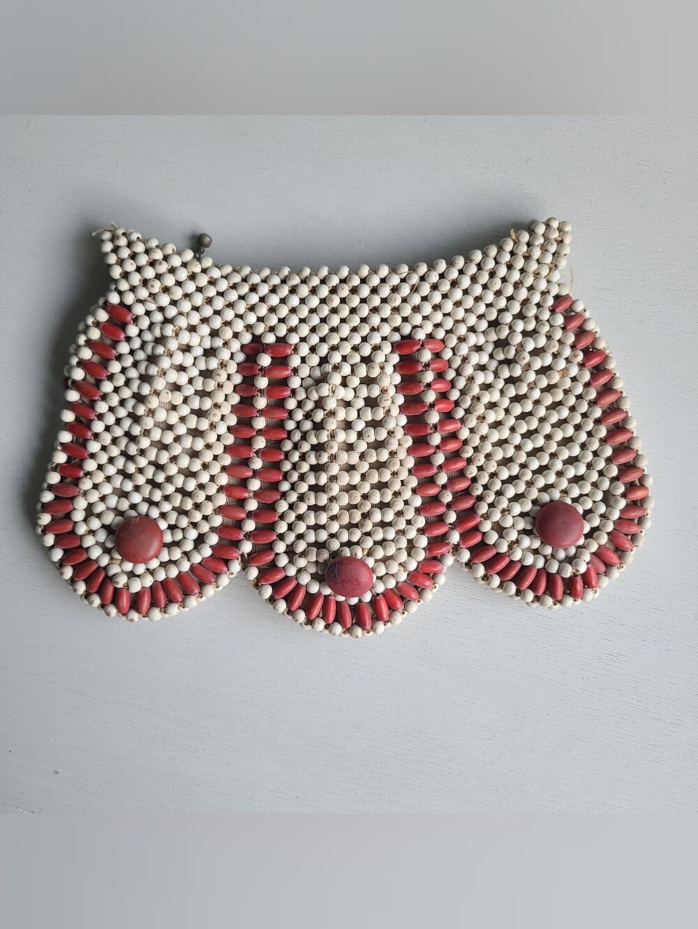 Vintage Wood Bead Clutch 1930s 1940s